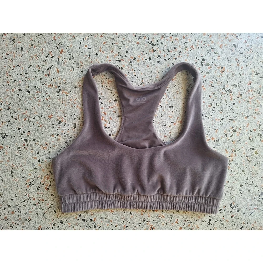 31 Alo Yoga Velour Glimmer Scoop Neck Bra